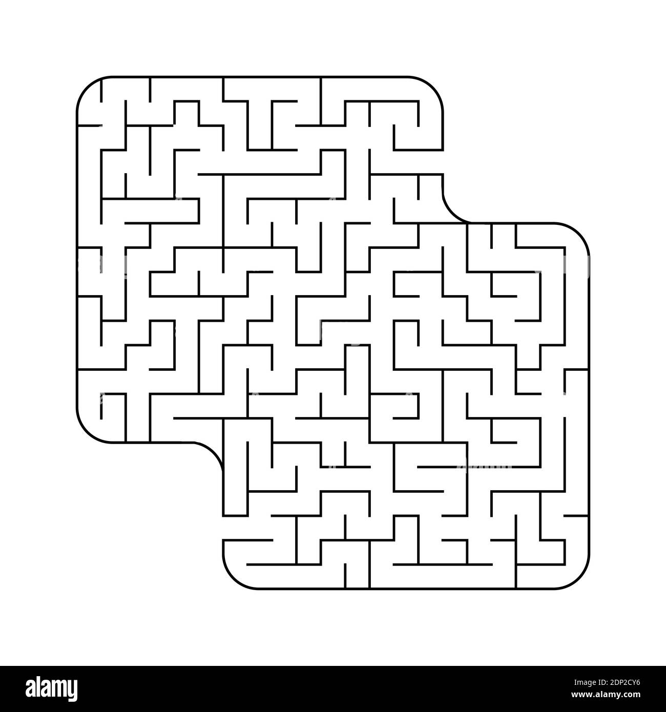 Labirinto quadrato astratto. Gioco per bambini. Puzzle per bambini. Labirinto enigma. Immagine vettoriale piatta isolata su sfondo bianco Illustrazione Vettoriale