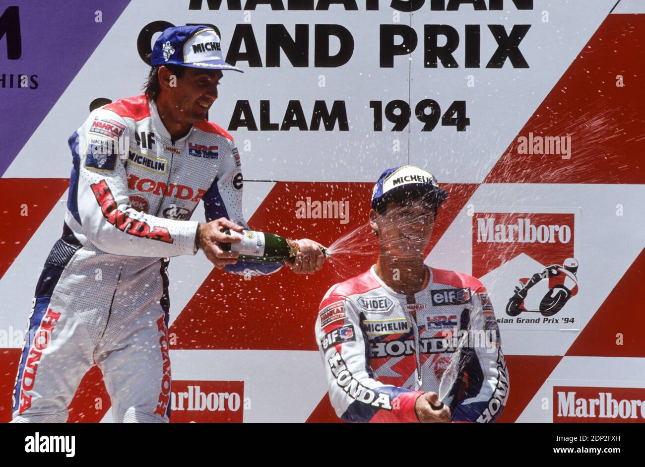 Podio GP della Malesia , Shah Alam 1994, Doohan, Kocinski, Itoh Foto Stock