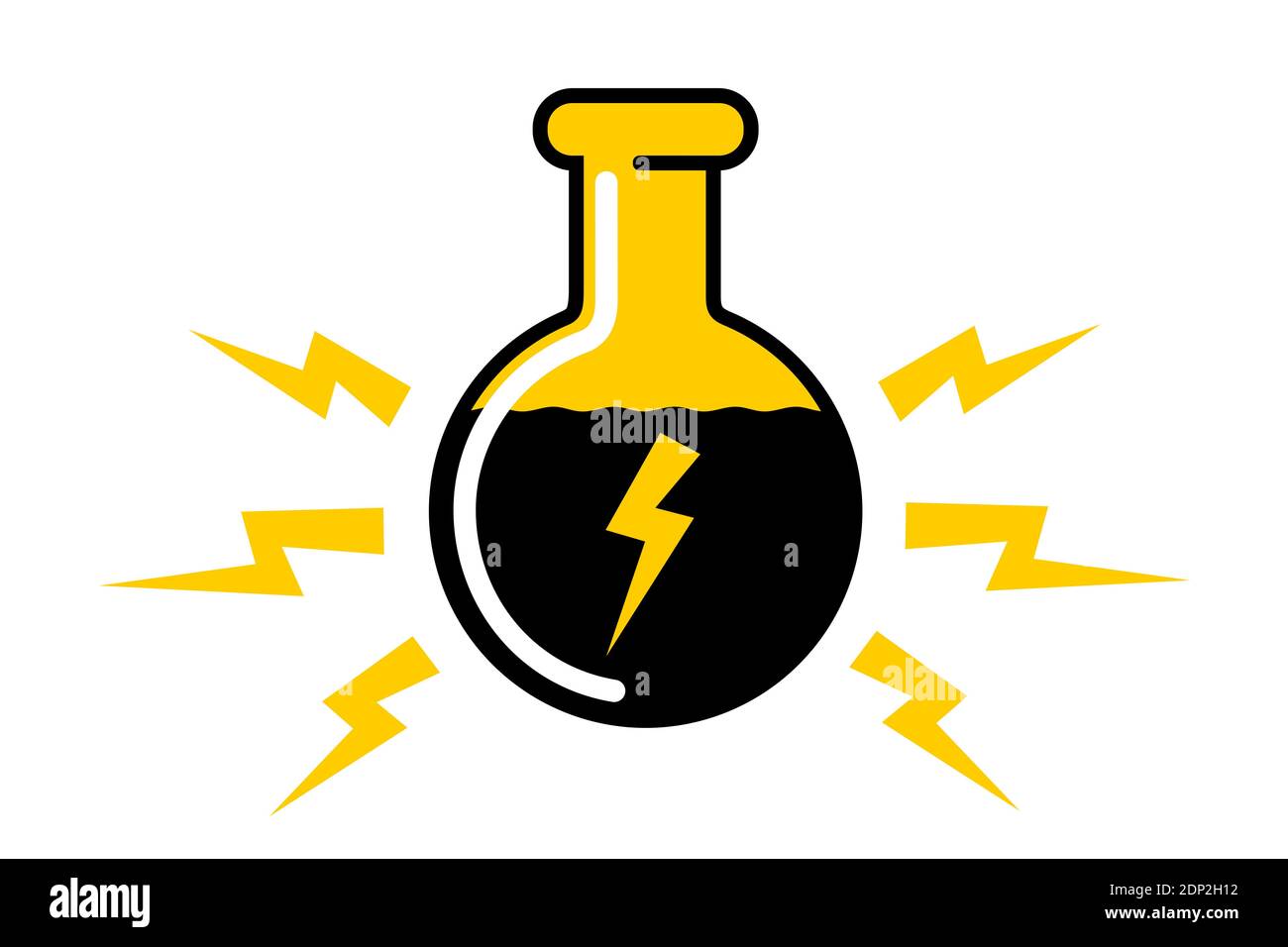 Energy drink - stimolante liquido stimolante con simbolo di elettricità - bere sta aumentando l'energia. Illustrazione vettoriale isolata in bianco. Foto Stock