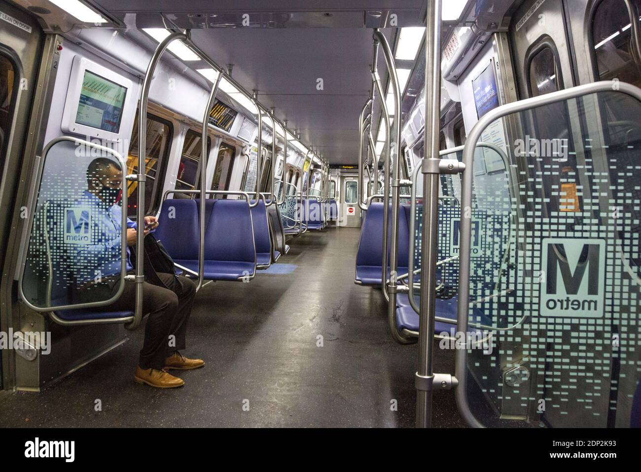 Washington DC Metro System Railcar durante Coronavirus COVID Pandemic. Foto Stock