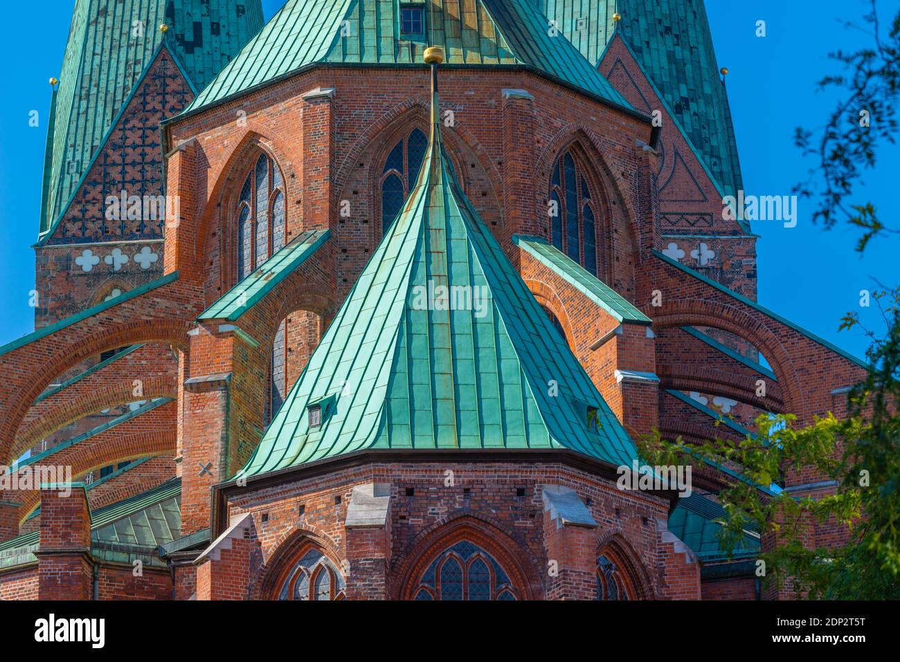 Torri di Santa Maria´s Chiesa di San Marien Kirche visto dalla chiesa´s retro, Città anseatica di Lübeck, Schleswig-Holstein, germania del Nord, Europa Foto Stock