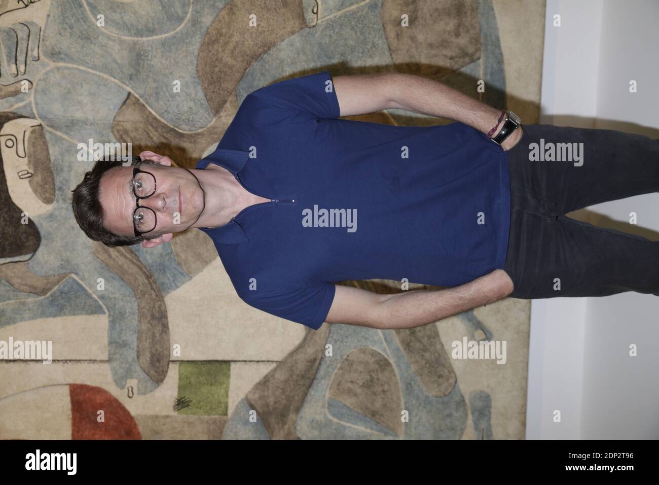 Michel Hazanavicius partecipa alla giornata di verniciatura della mostra le Corbusier, tenutasi presso l'He Centre Georges Pompidou, a Parigi, Francia, il 27 aprile 2015. Foto di Jerome Domine/ABACAPRESS.COM Foto Stock