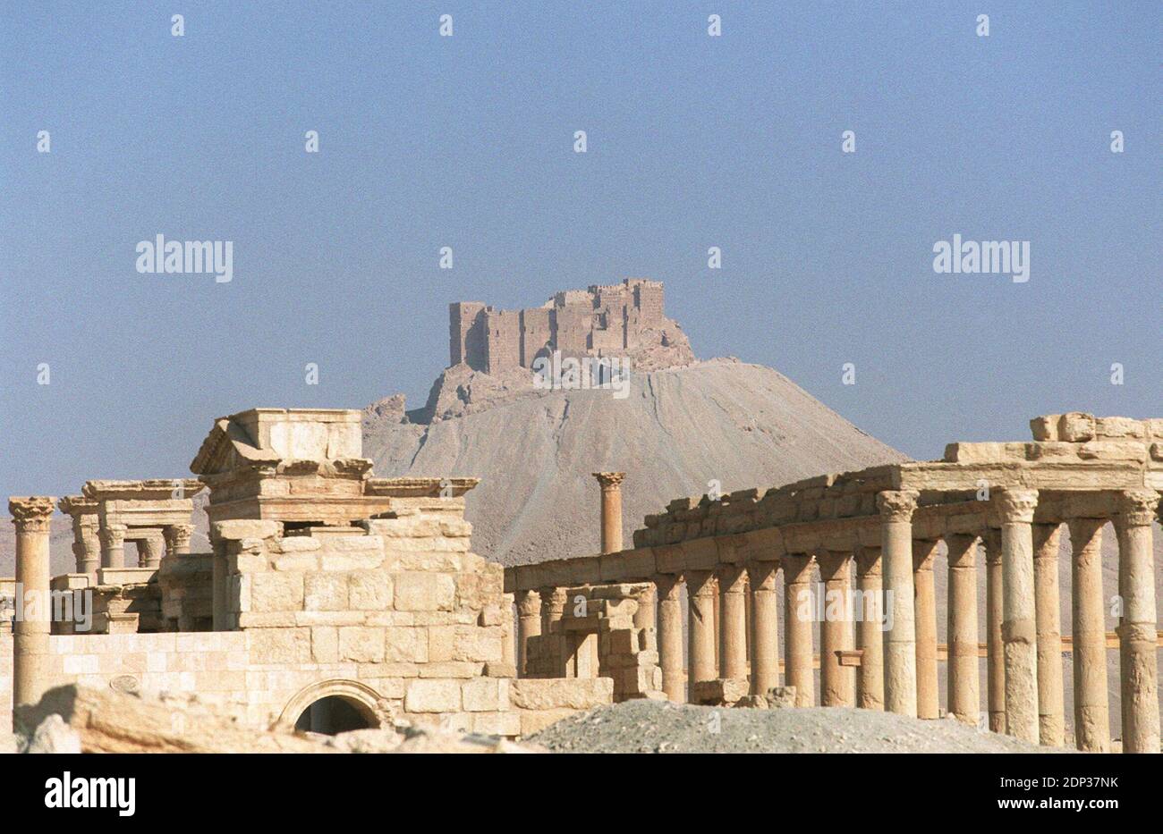 I militanti dello Stato Islamico (IS) in Siria sono entrati nel sito Patrimonio Mondiale dell'UNESCO di Palmyra dopo aver sequestrato la città accanto alle antiche rovine. IN precedenza È stato demolito antichi siti in Iraq che antecenano l'Islam. File photo : © Eric Travers/ABACA. 28121. Siria, 08/2001. Foto Stock