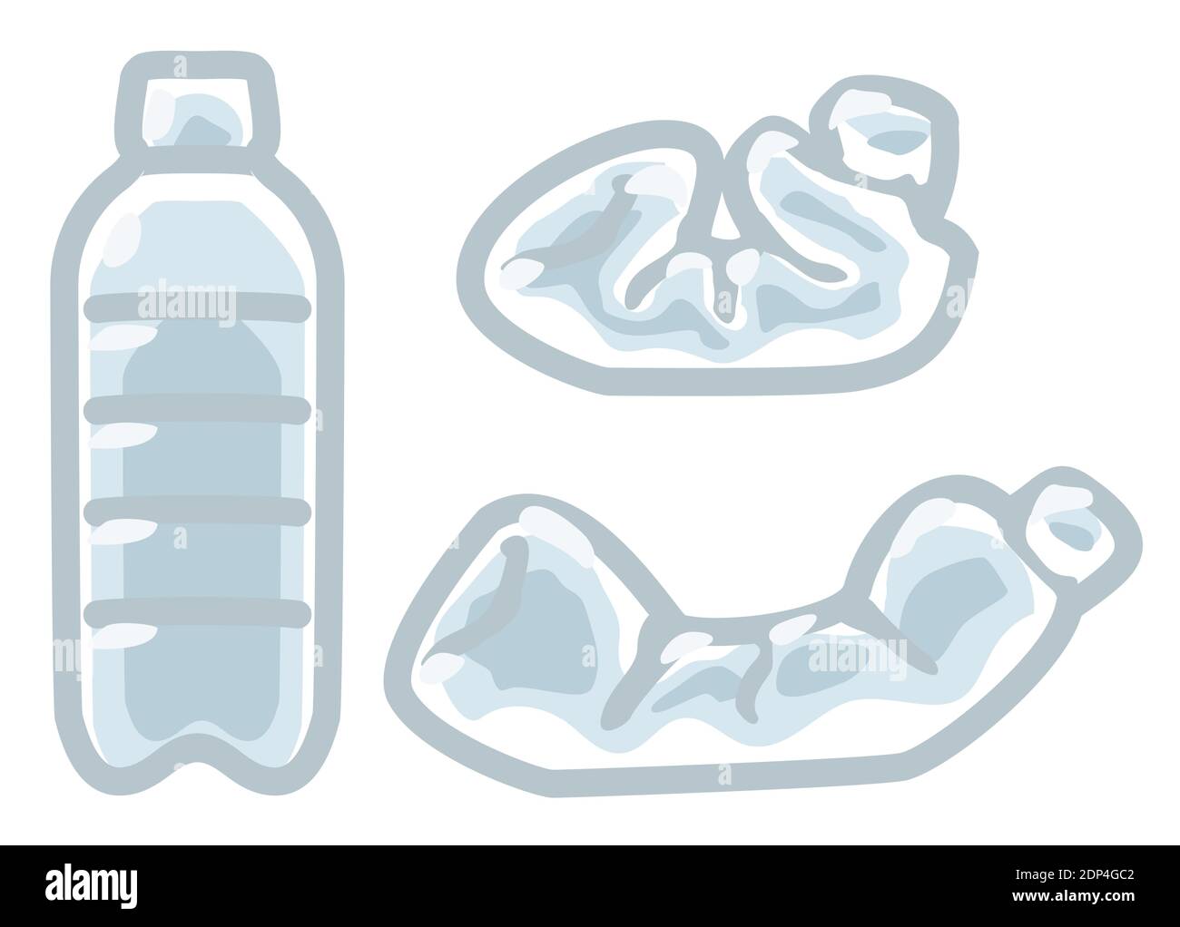 Bottiglia plastica vuota cartone animato scartato insieme di elementi di  disegno, vettore colore isolato, orizzontale Immagine e Vettoriale - Alamy