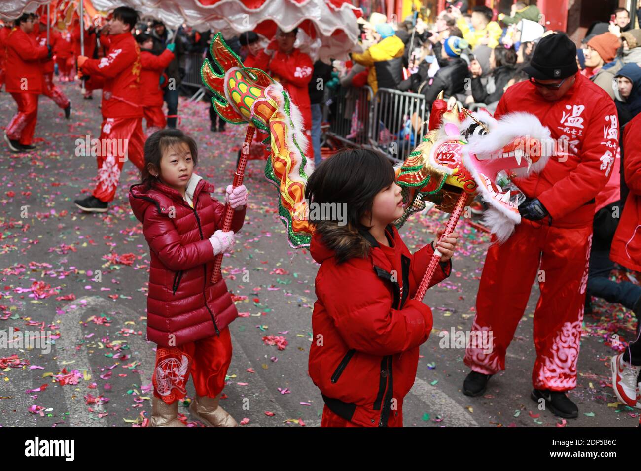 Sfilata cinese di Capodanno a chinatown, New York Foto Stock