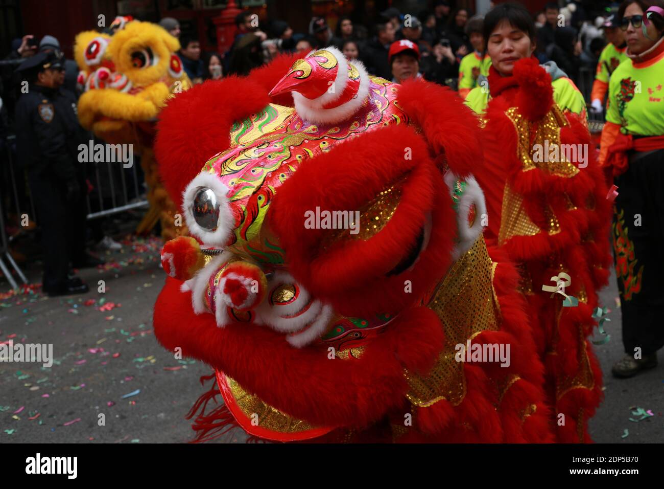 Sfilata cinese di Capodanno a chinatown, New York Foto Stock