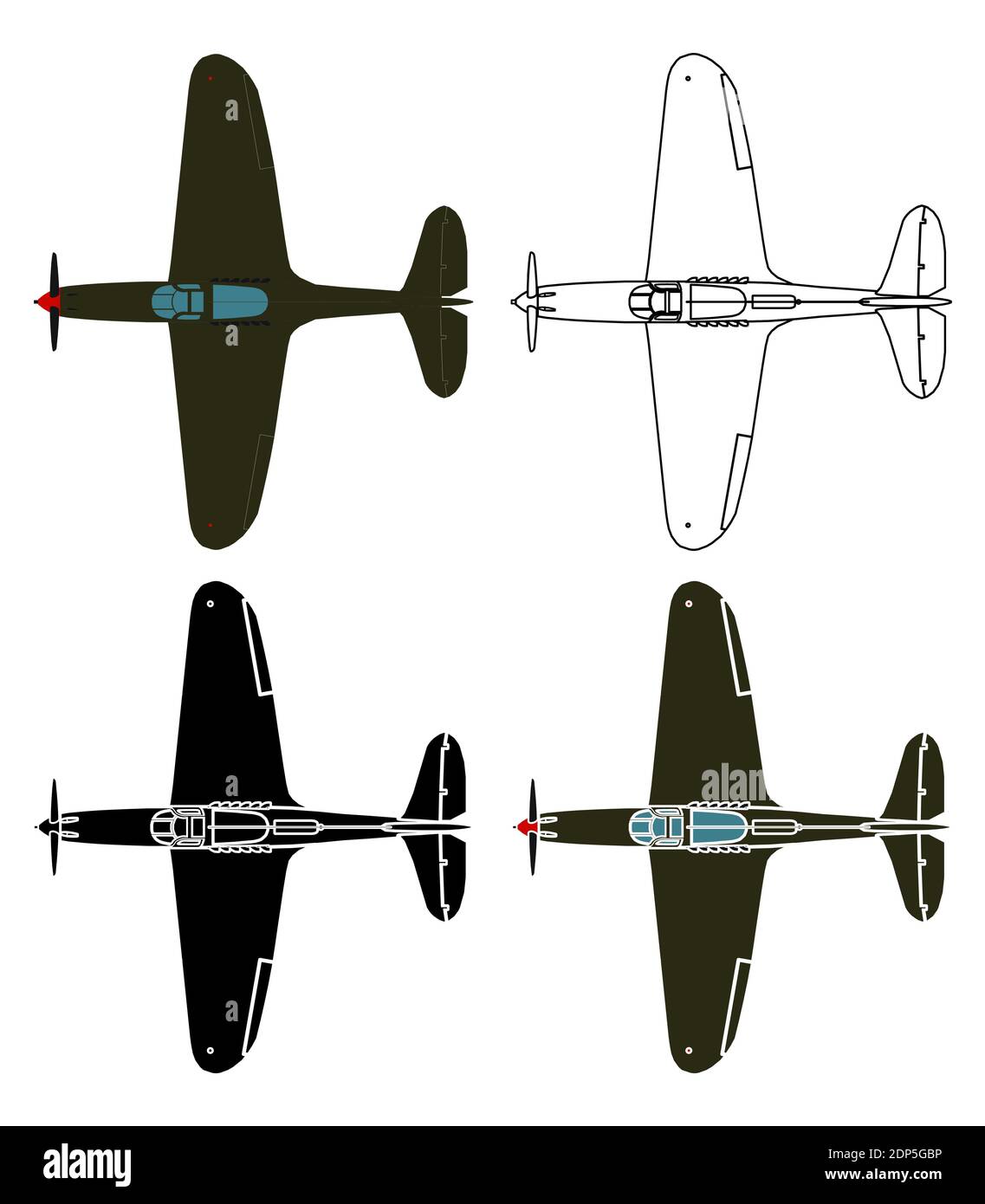 P39 Airacobra in vista dall'alto Illustrazione Vettoriale