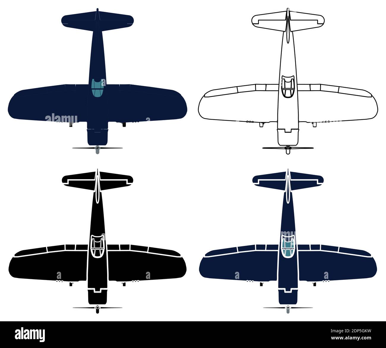 Aereo F4U Corsair, vista dall'alto. Illustrazione Vettoriale
