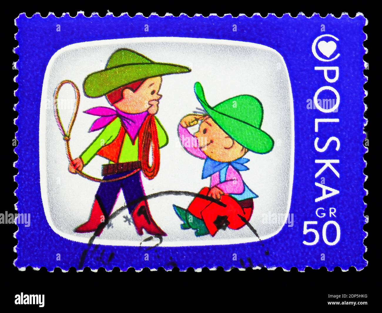 MOSCA, RUSSIA - 15 SETTEMBRE 2018: Un francobollo stampato in Polonia mostra Bolek e Lolek, serie di programmi televisivi per bambini, circa 1975 Foto Stock