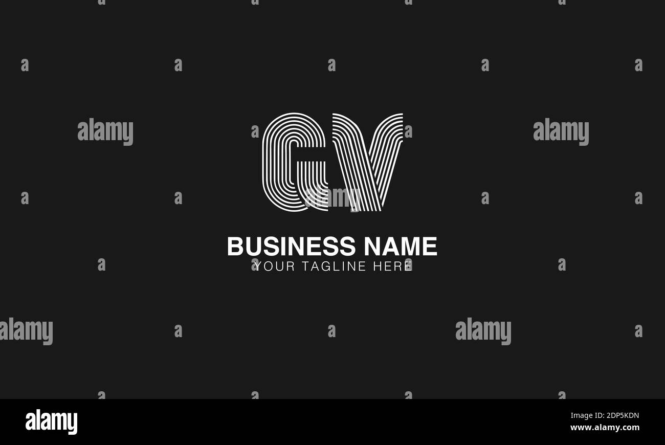 GV G V immagine vettoriale del logo creativo minimo e moderno. Logo line art con impronte digitali Illustrazione Vettoriale