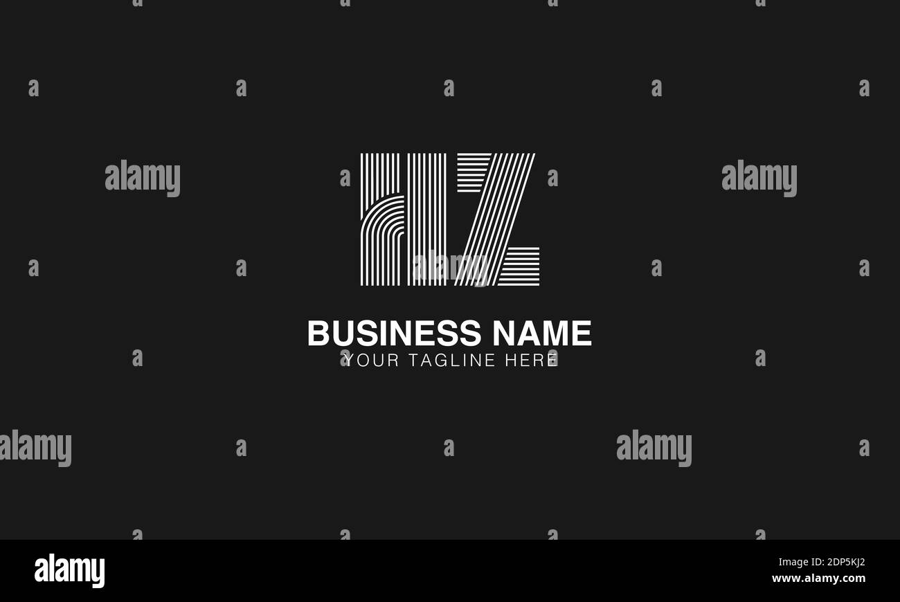 HZ H Z immagine vettoriale del logo creativo minimo moderno basata iniziale. Logo line art con impronte digitali Illustrazione Vettoriale