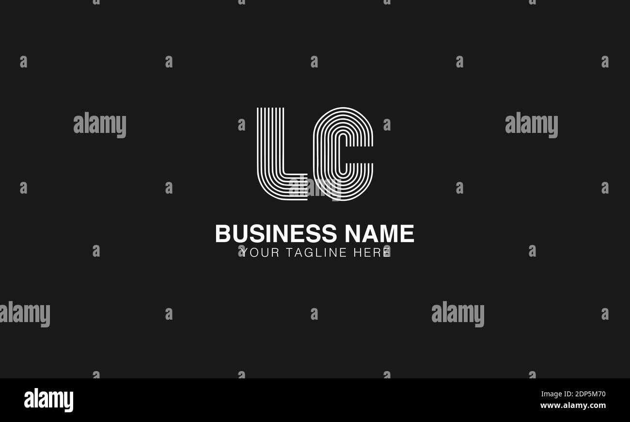 LC L C immagine vettoriale del logo creativo minimo moderno e basato su base iniziale. Logo line art con impronte digitali Illustrazione Vettoriale