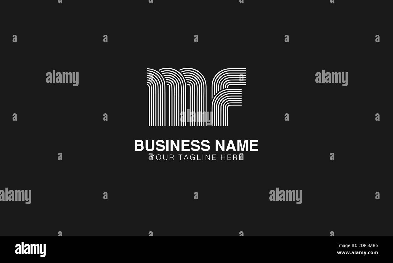 MF M F immagine vettoriale del logo creativo moderno e minimo. Logo line art con impronte digitali Illustrazione Vettoriale