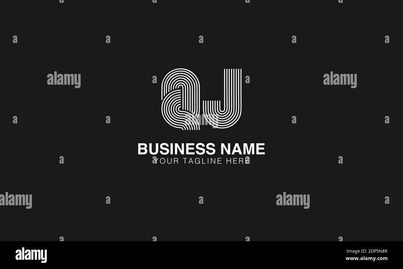 QJ Q J immagine del modello vettoriale del logo creativo minimo e moderno. Logo line art con impronte digitali Illustrazione Vettoriale