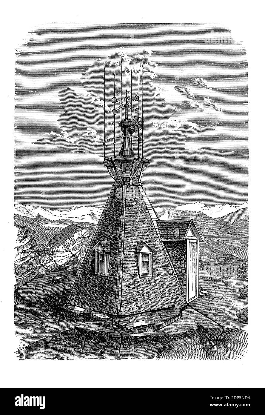 Anemometro sulla cima del monte Saentis, stazione meteorologica in Svizzera Foto Stock