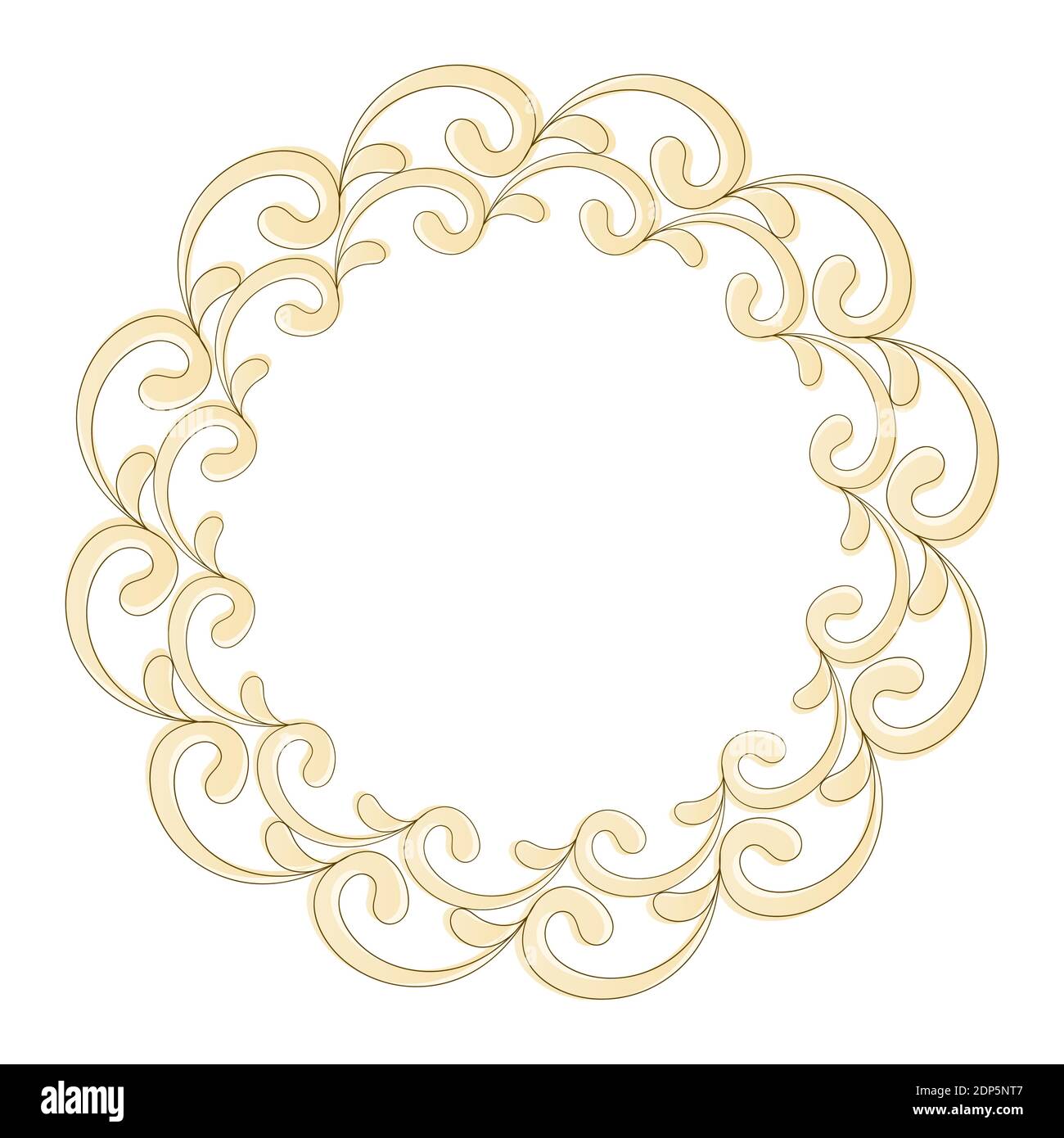 Cornice vettoriale ornamentale rotonda vintage. Venzel d'oro. Illustrazione Vettoriale