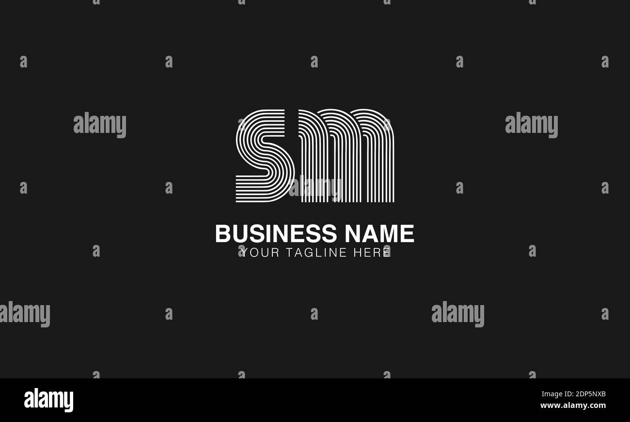SM S M iniziale moderno immagine vettoriale del logo creativo minimo. ARTE LINEARE Illustrazione Vettoriale