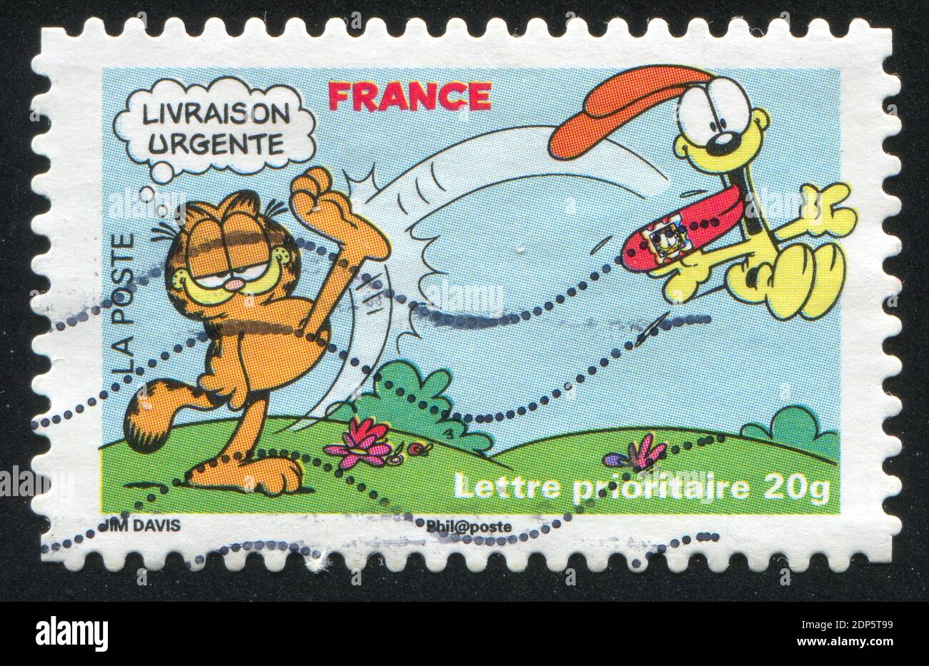 FRANCIA - CIRCA 2008: Francobollo stampato dalla Francia, spettacoli Garfield, circa 2008 Foto Stock