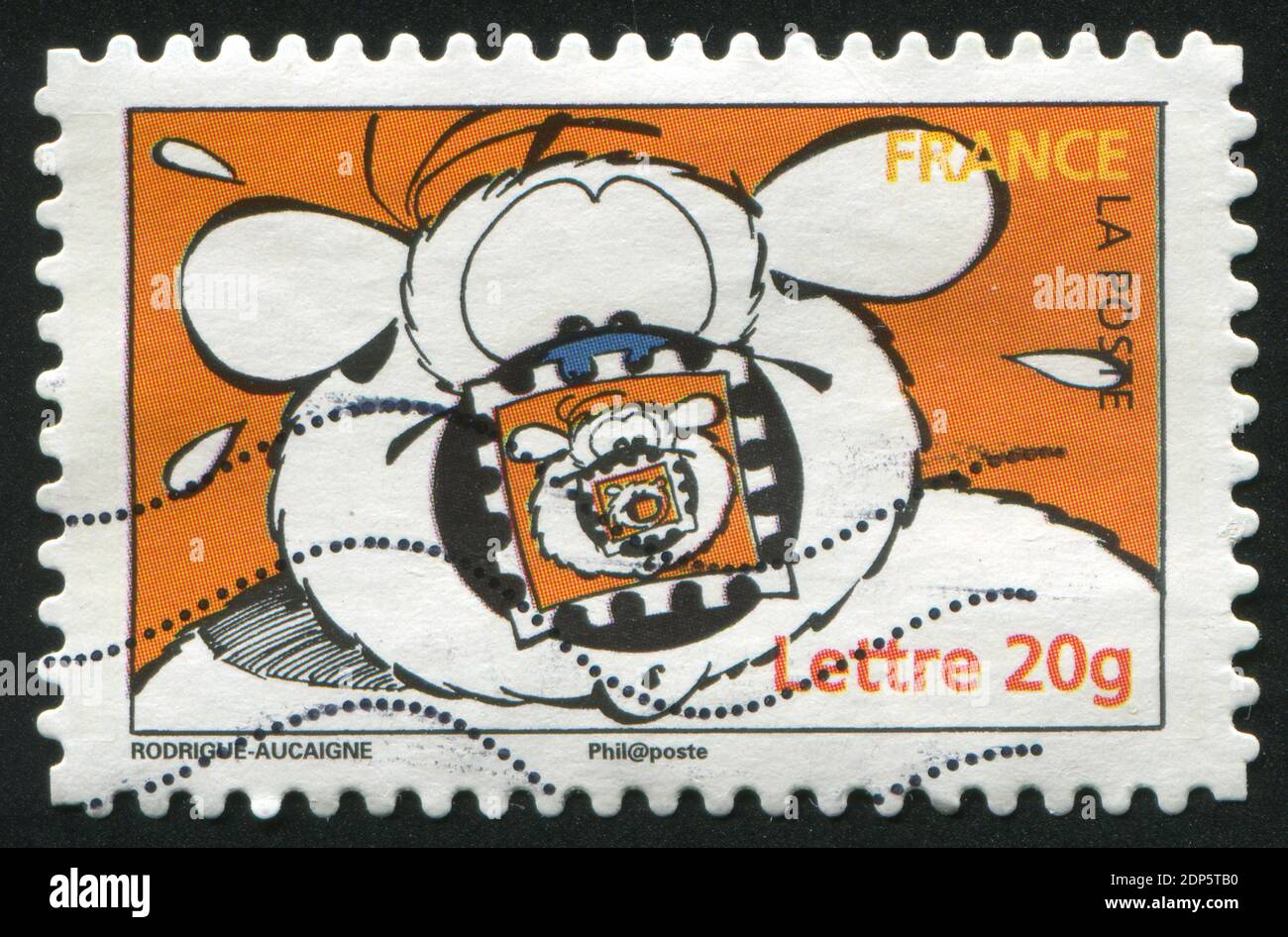 FRANCIA - CIRCA 2006: Francobollo stampato dalla Francia, spettacoli Cubitus, di Michel Rodrigue e Pierre Aucaigne, circa 2006 Foto Stock