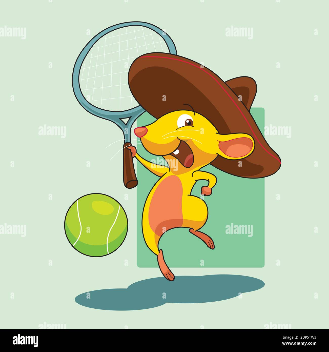 Stock Vector di topolino con cappello sombrero che gioca a tennis. Ottimo  per mascotte Immagine e Vettoriale - Alamy