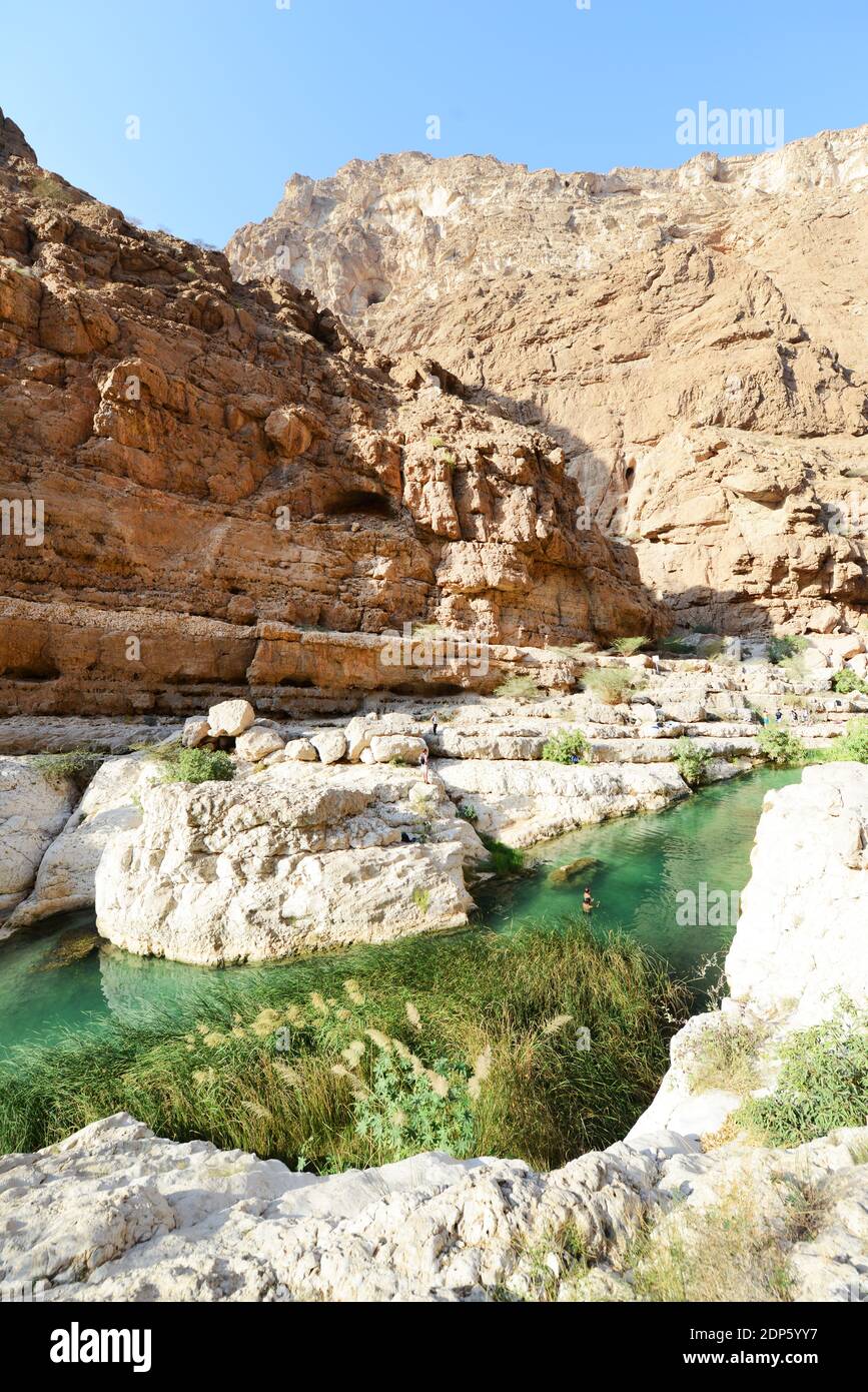 Il bellissimo wadi FUSC in Oman. Foto Stock