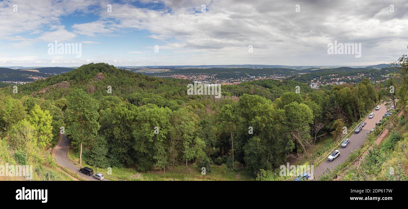 Vista panoramica di Eisenach, vista dalle mura del Wartburg Foto Stock