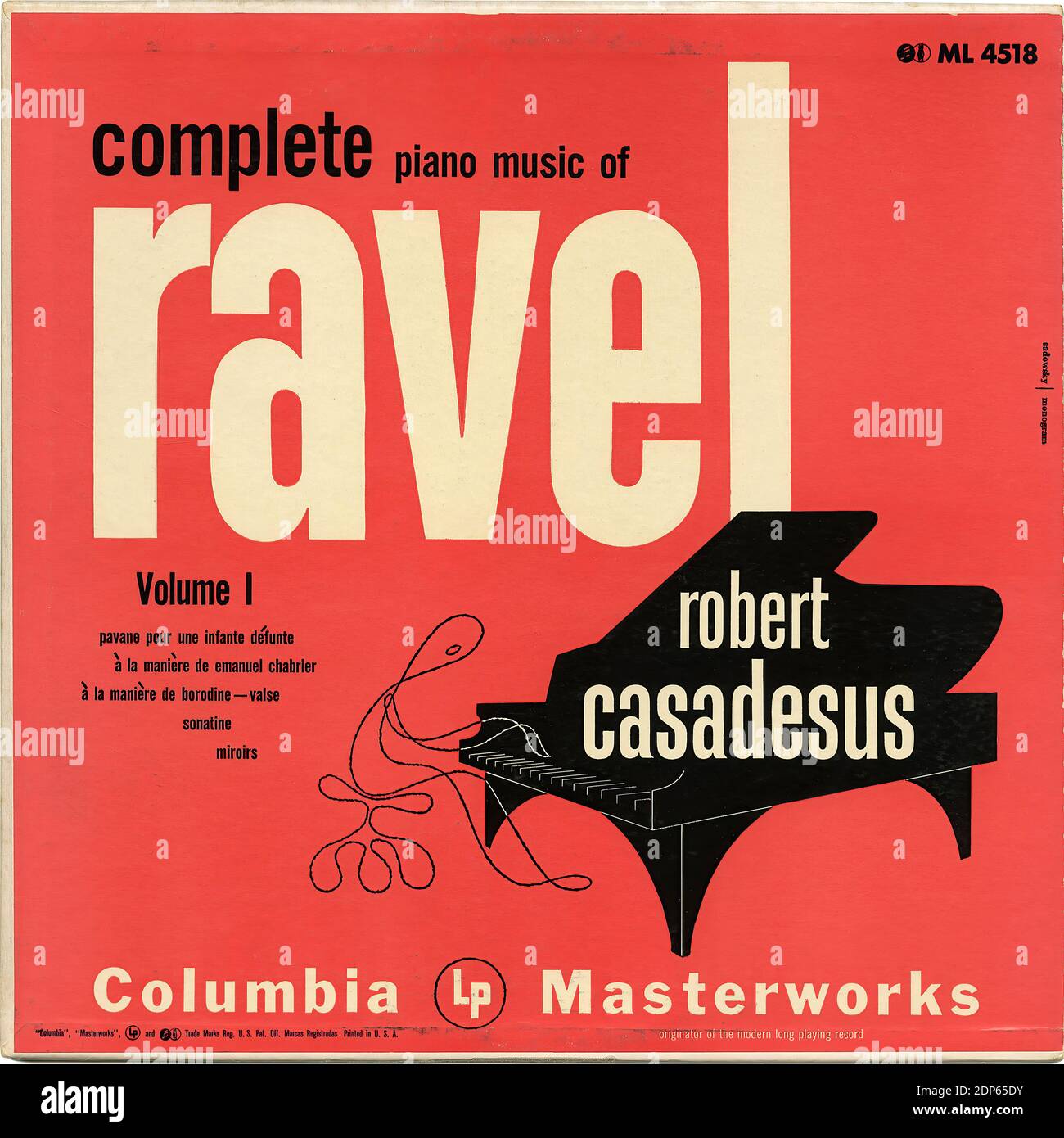 La completa musica per pianoforte di Ravel, Volume i - copertina del disco d'epoca Foto Stock
