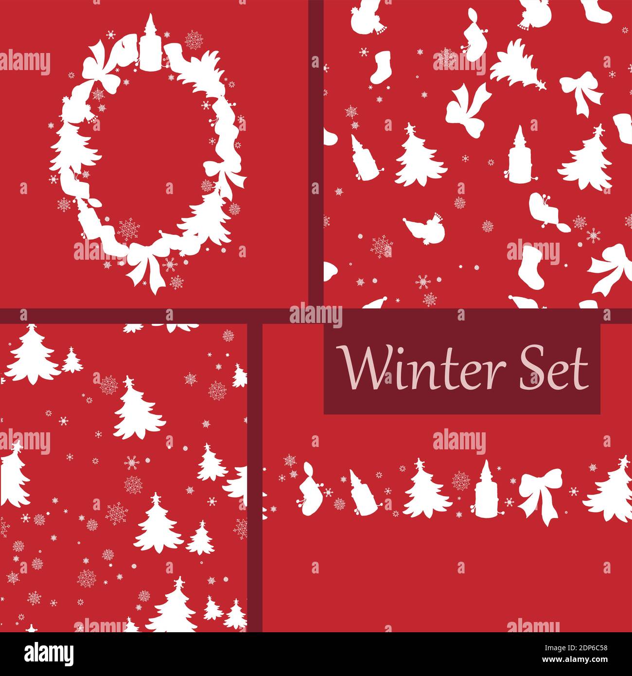 Set da colorare con oggetti natalizi fatti in ornamenti Illustrazione Vettoriale