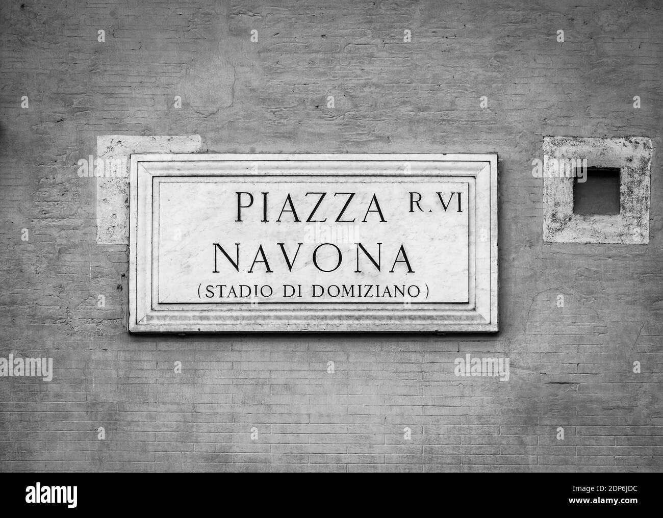 Via nome segno di Piazza Navona a Roma, Italia. Foto Stock