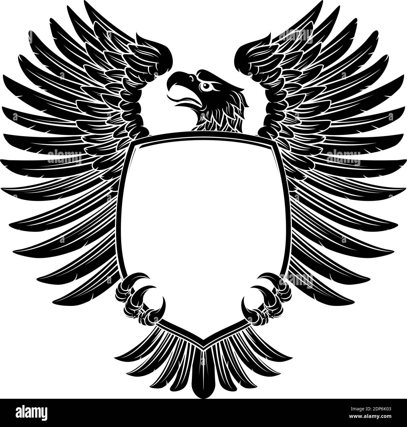 Modello in legno inciso d'epoca Eagle Shield Illustrazione Vettoriale