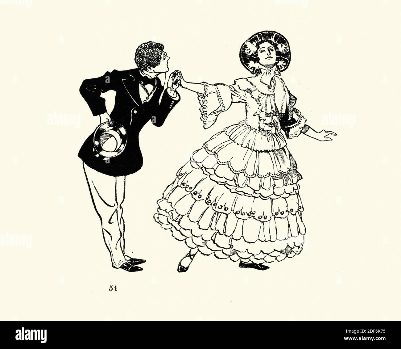 Ballerini in costume dal balletto russo Carnaval, balletto basato sulla musica della suite di piano Carnaval di Robert Schumann, Op. 9. Giovane coppia danci Foto Stock