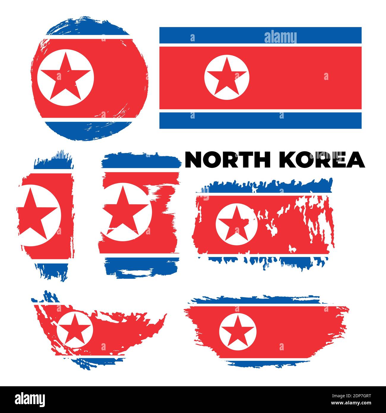Bandiera nazionale della corea del Nord. Illustrazione vettoriale, Illustrazione Vettoriale