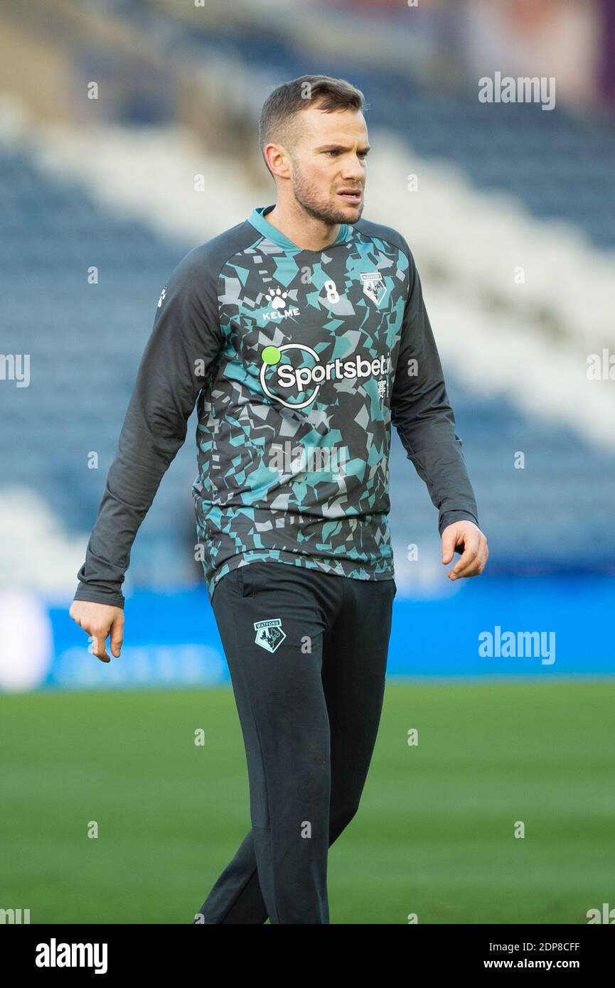 HUDDERSFIELD, INGHILTERRA. 19 DICEMBRE. Tom Cleverley di Watford prima della partita del campionato Sky Bet tra Huddersfield Town e Watford al John Smith's Stadium di Huddersfield sabato 19 dicembre 2020. (Credit: Pat Scaasi | MI News) Foto Stock