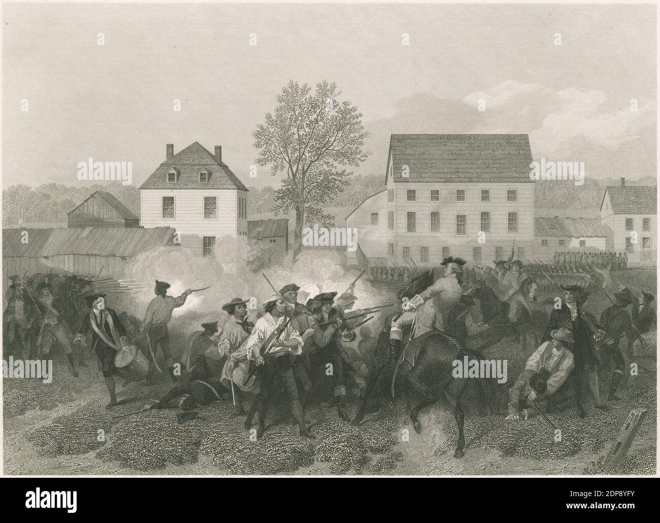 Incisione antica del 1856, la battaglia di Lexington. Dipinto originale di Alonso Chappel, inciso da James Smile. FONTE: INCISIONE ORIGINALE Foto Stock