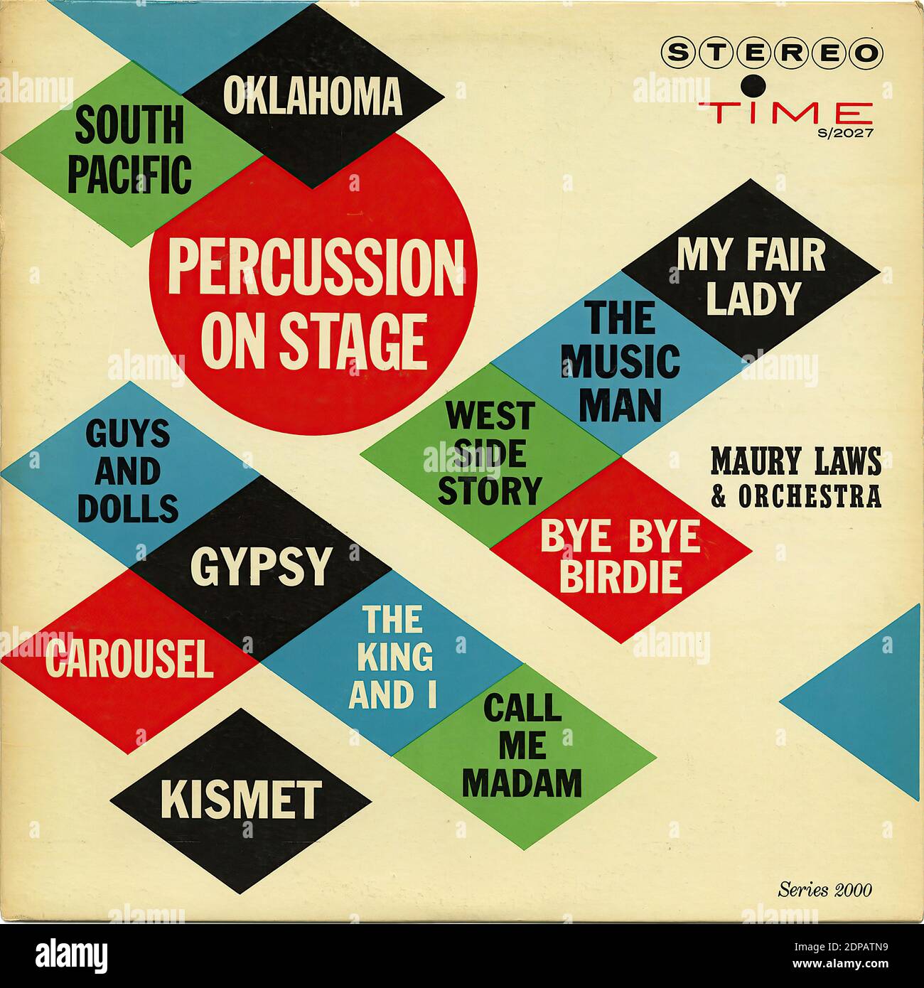 Percussione sul palco - copertina di un record d'epoca Foto Stock