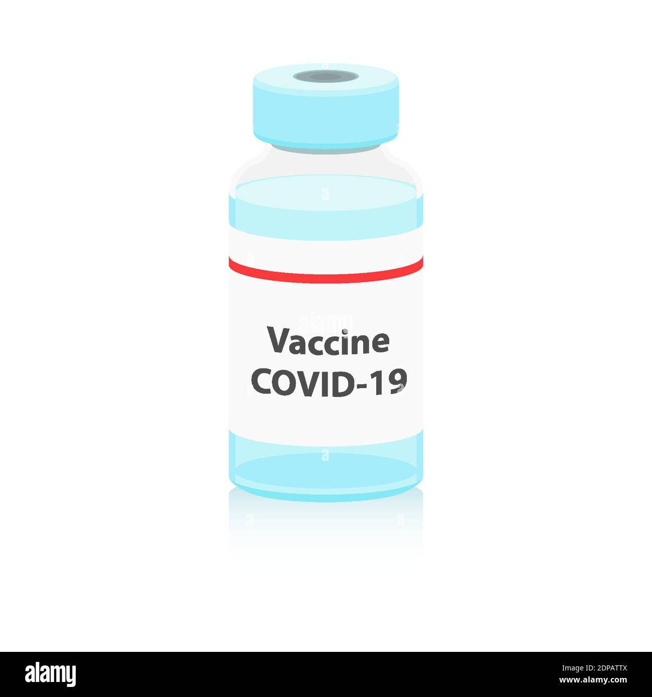 Flacone di vaccino del coronavirus. Concetto di vaccinazione Mockup. Trattamento immunizzazione COVID-19 Pandemico sfondo. Illustrazione vettoriale piatta. EPS 10 Illustrazione Vettoriale