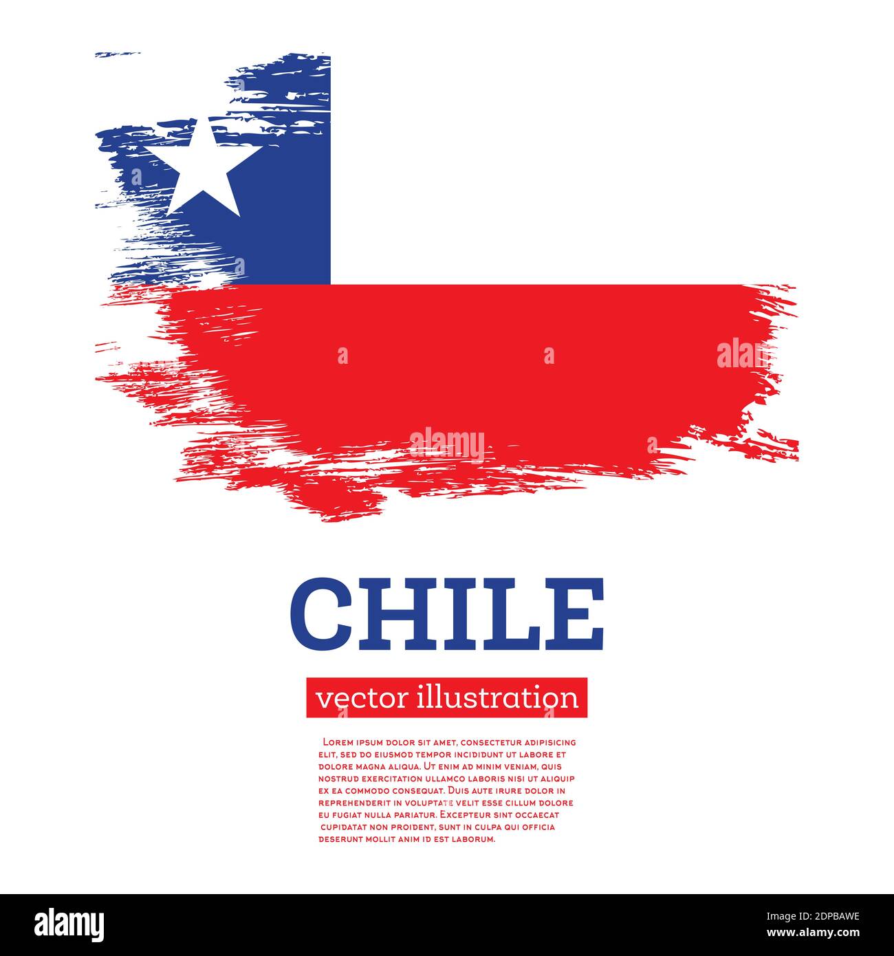 Bandiera del Cile con pennellate. Illustrazione vettoriale. Giorno dell'indipendenza. Illustrazione Vettoriale