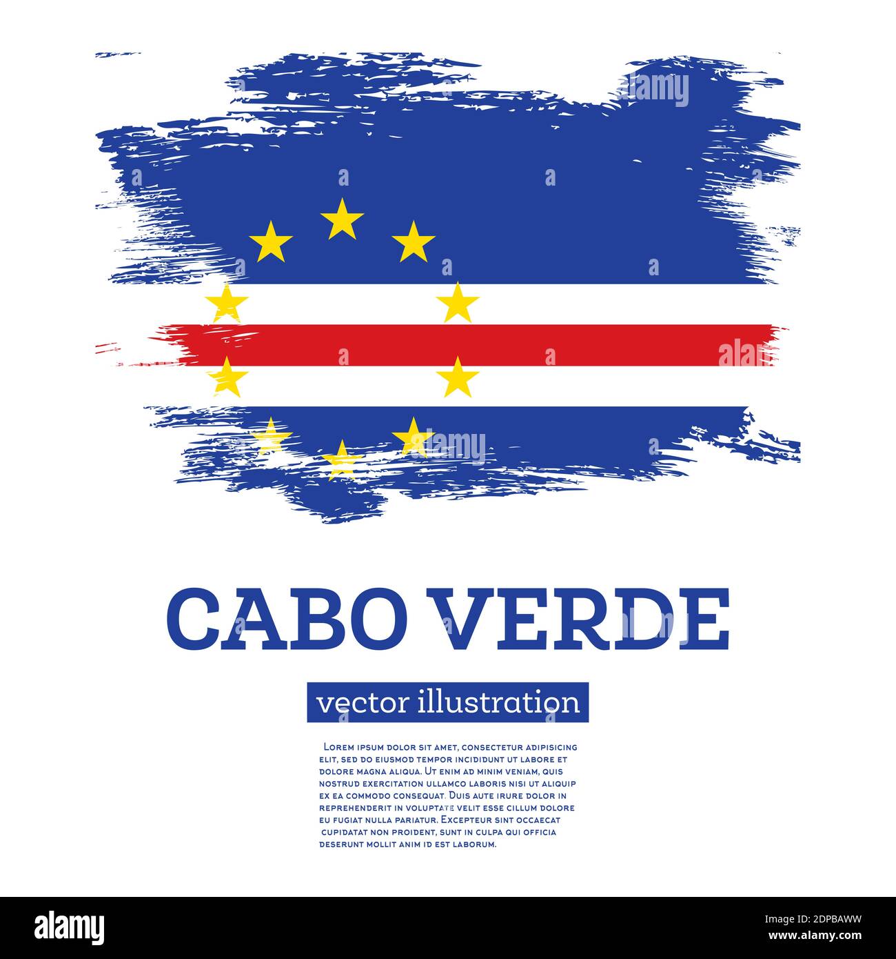 Bandiera Cabo Verde con pennellate. Illustrazione vettoriale. Giorno dell'indipendenza. Illustrazione Vettoriale