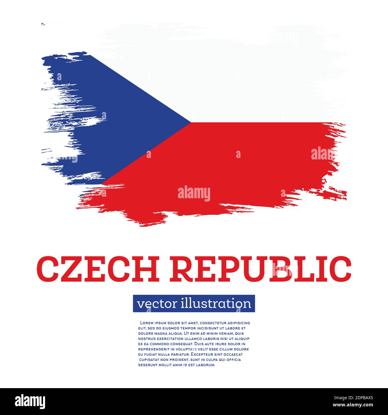Bandiera della Repubblica Ceca con pennellate. Illustrazione vettoriale. Giorno dell'indipendenza. Illustrazione Vettoriale
