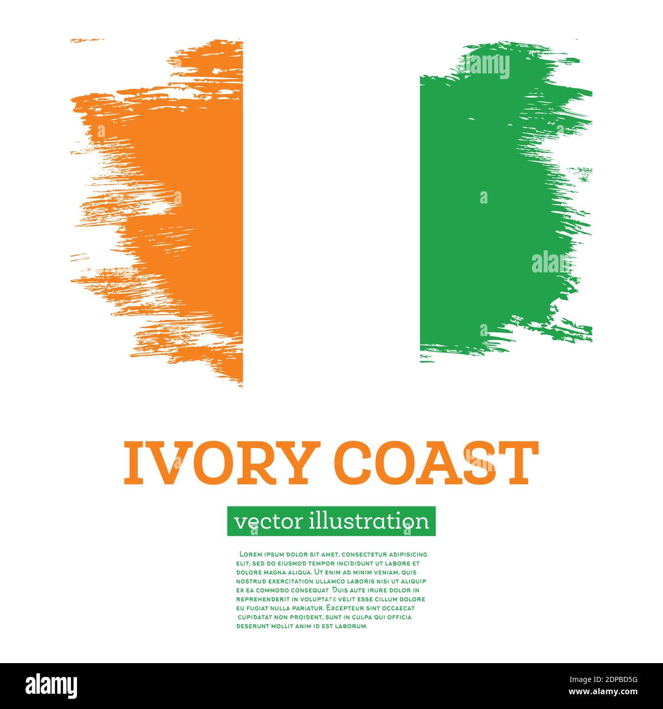 Bandiera della Costa d'Avorio con pennellate. Illustrazione vettoriale. Giorno dell'indipendenza. Illustrazione Vettoriale