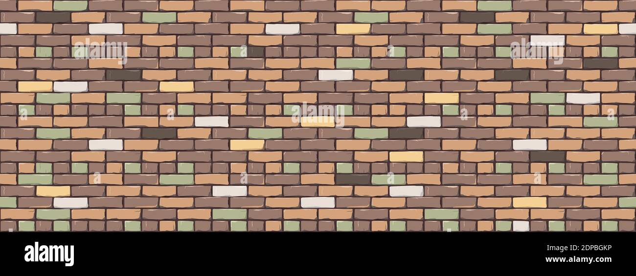 Sfondo di texture della parete del mattone. Immagine digitale di Brickwall multicolore Beige Brown. Ripetizione senza giunture in stile Loft. Illustrazione vettoriale. EPS 10 Illustrazione Vettoriale