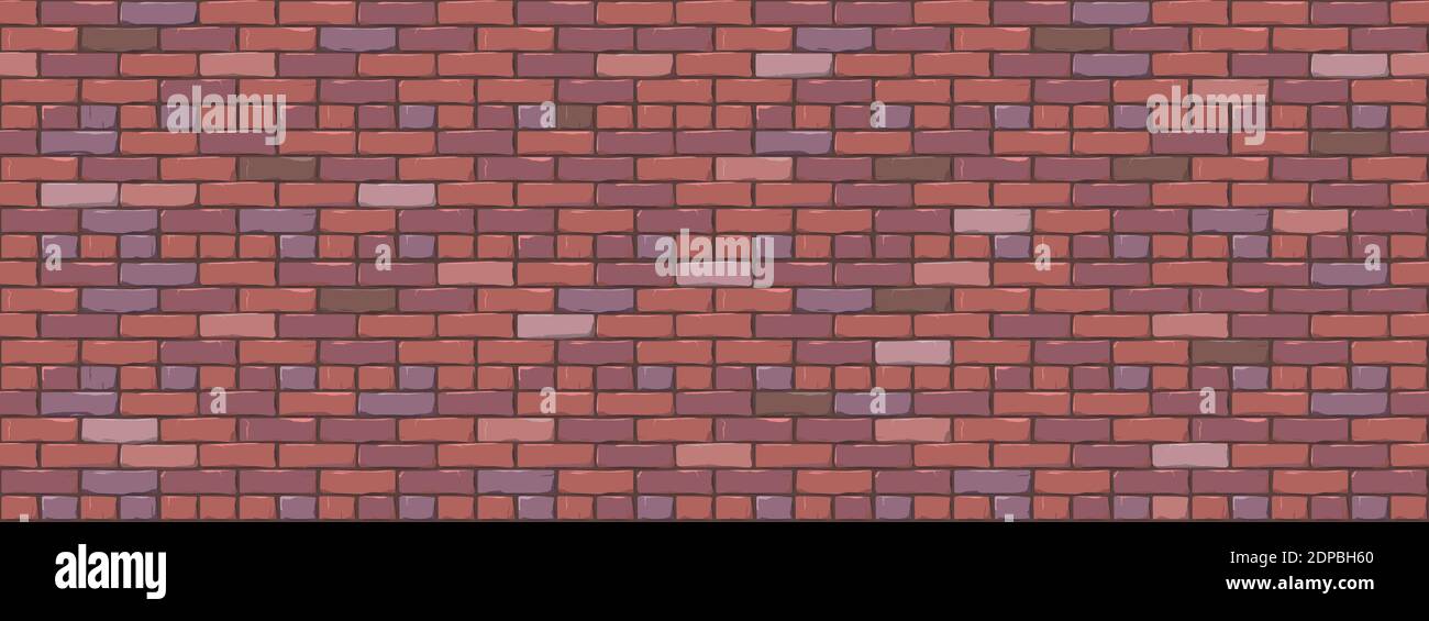 Sfondo di texture della parete del mattone. Texture da parete in mattoni di colore diverso, moderne e realistiche. Ripetizione senza giunture in stile Loft. Illustrazione vettoriale. EPS 10 Illustrazione Vettoriale
