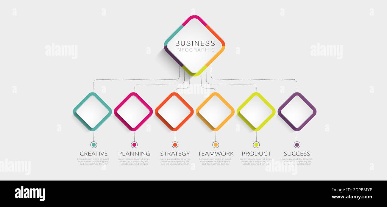 Modello infografico 3D astratto con 6 passaggi per il successo. Modello di Business Circle con opzioni per brochure, diagrammi, flusso di lavoro, timeline, web design Illustrazione Vettoriale