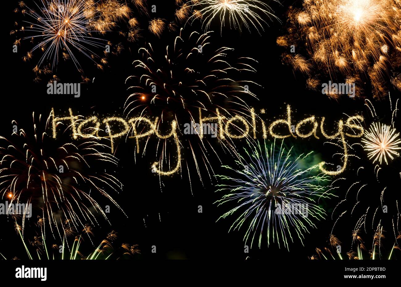 Sfondo fuochi d'artificio di Capodanno, vacanze felici e concetto di nuovo anno Foto Stock