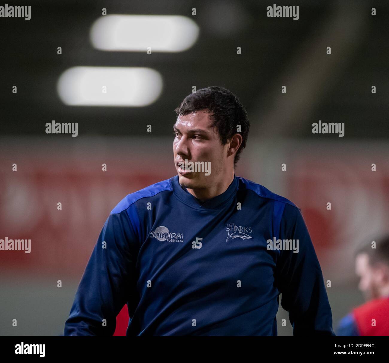 19 dicembre 2020; AJ Bell Stadium, Salford, Lancashire, Inghilterra; European Champions Cup Rugby, sale Sharks contro Edimburgo; New 6ft 9 in JP du Preez inizia la sua prima partita per sale Sharks stasera Foto Stock