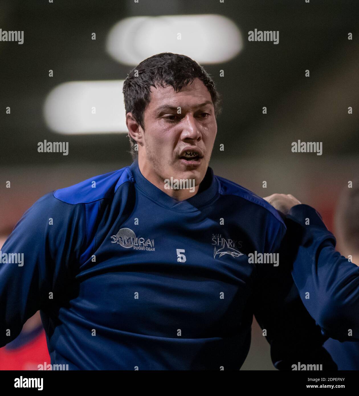 19 dicembre 2020; AJ Bell Stadium, Salford, Lancashire, Inghilterra; European Champions Cup Rugby, sale Sharks contro Edimburgo; New 6ft 9 in JP du Preez inizia la sua prima partita per sale Sharks stasera Foto Stock