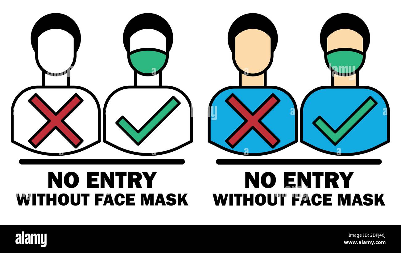 Nessuna voce senza avviso di controllo di sicurezza del design della maschera facciale modificabile illustrazione vettoriale Illustrazione Vettoriale