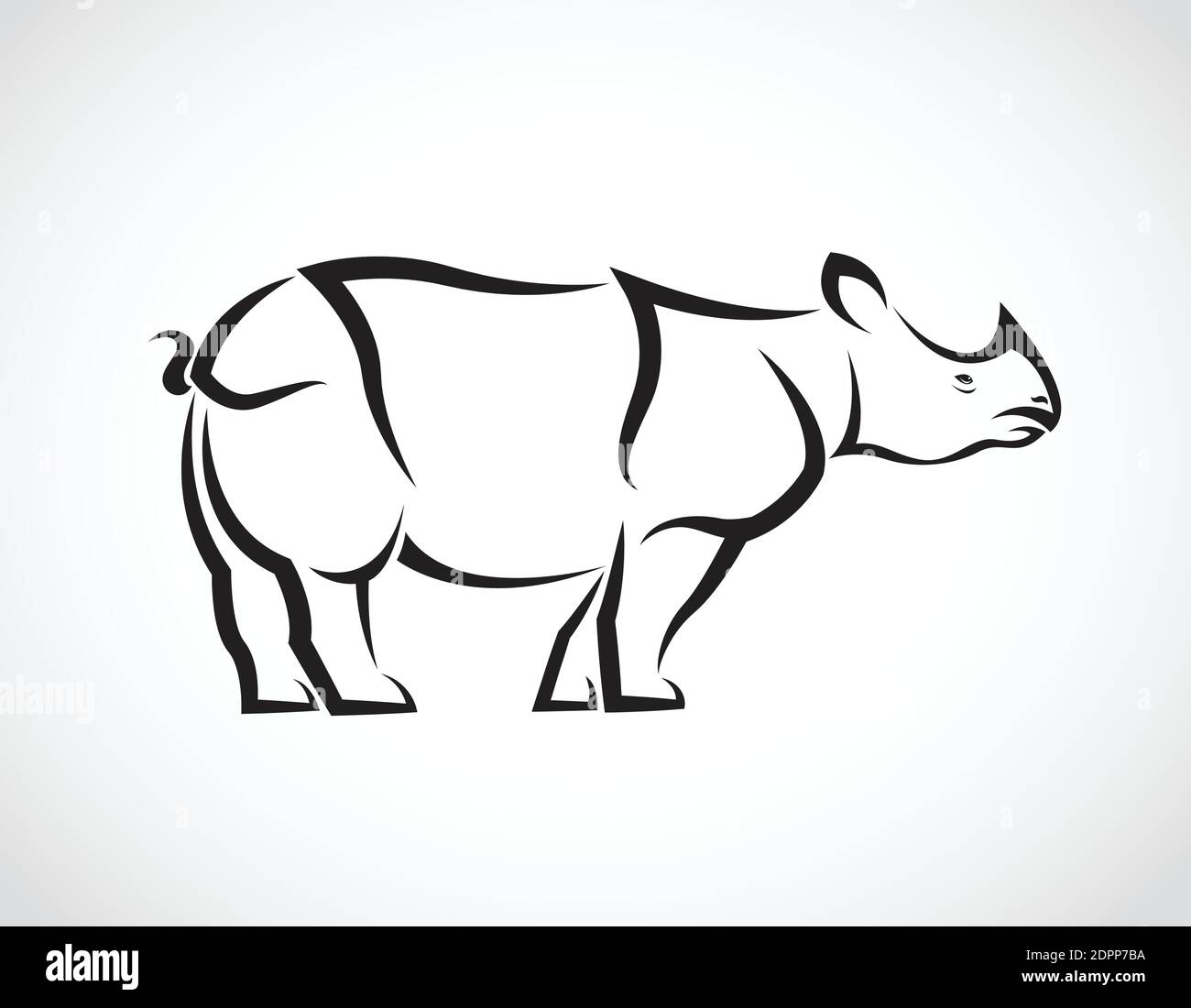 Vettore di un rhinoceros disegno su sfondo bianco. Illustrazione vettoriale a livelli facilmente modificabile. Animali selvatici. Illustrazione Vettoriale