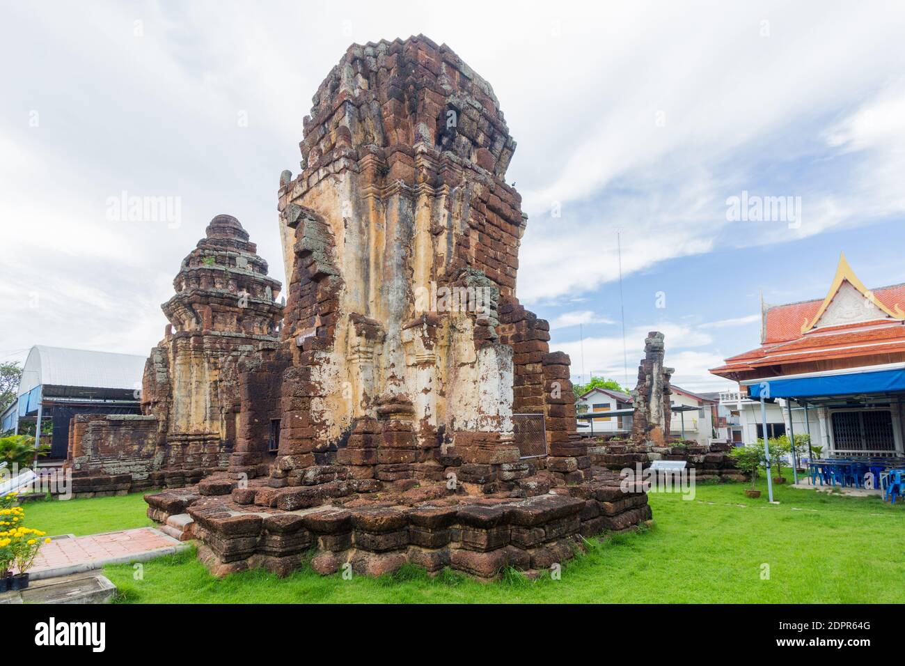 Wat Kamphaeng Laeng è una serie di antichi templi Khmer a Phetchaburi, Thailandia Foto Stock