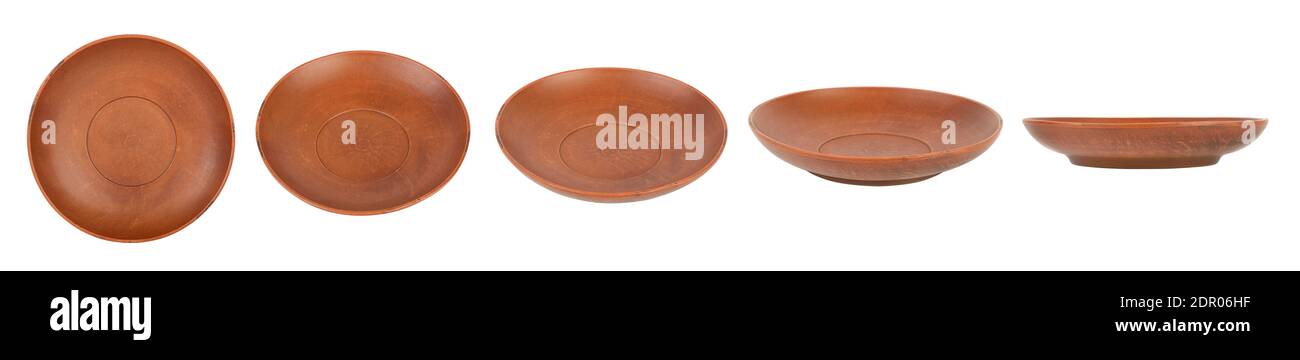 Raccolta delle piastre angoli diversi isolati su sfondo bianco Foto Stock